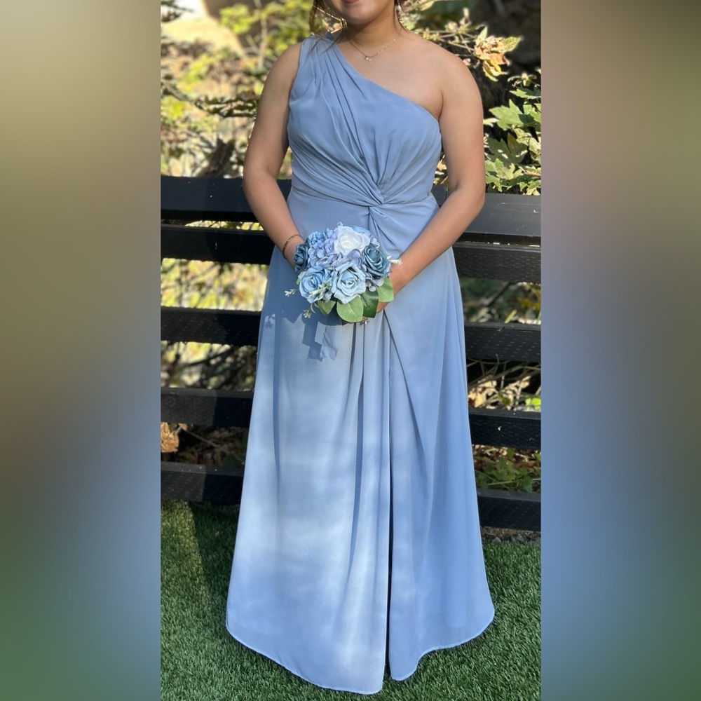 Azazie One Shoulder Blue Dress - Picture 2 of 10